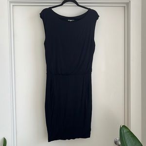 Athleta Black Ruched Midi Dress Athleisure Small S